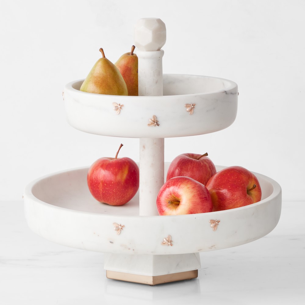 Honeycomb Marble Two-Tier Fruit Bowl