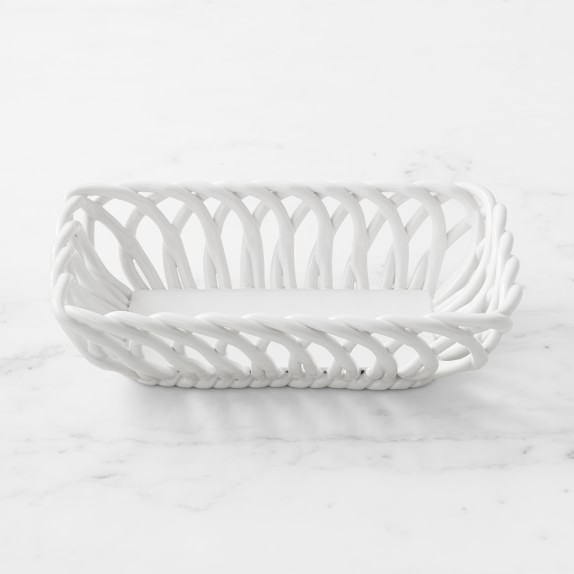Low Ceramic Woven Bread Basket