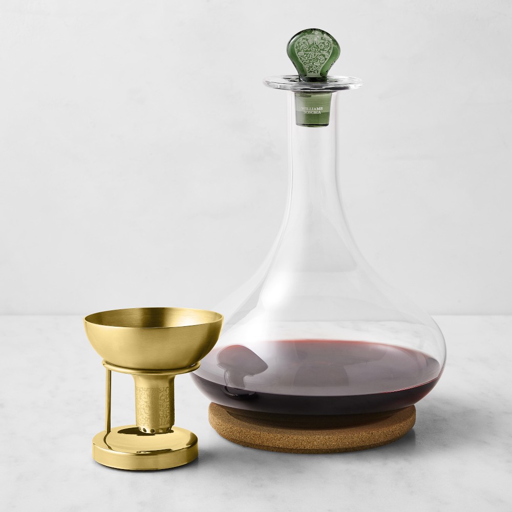 Williams Sonoma Heritage Wine Decanter and Aerator Set - Antique Brass