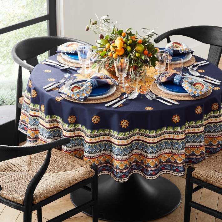 Milazzo Sicily Round Tablecloth | Williams Sonoma