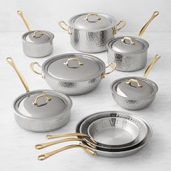 Mauviel M'Elite B Hammered Stainless-Steel 15-Piece Cookware Set