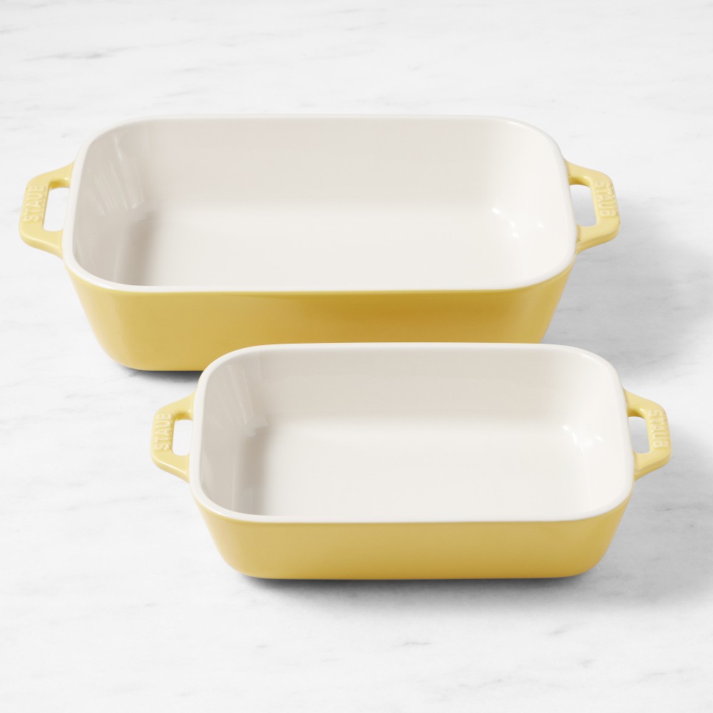 Staub Stoneware Rectangular Baking Dishes, Set of 2 - Set of 2, Citron