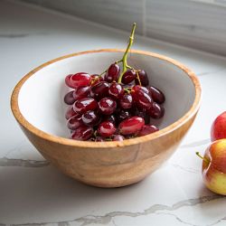 Jeanne Fitz Wood &amp; White Salad Bowls