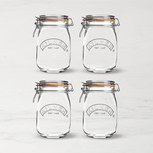 Kilner Round Clip Top Jar, 34 oz, Set of 4