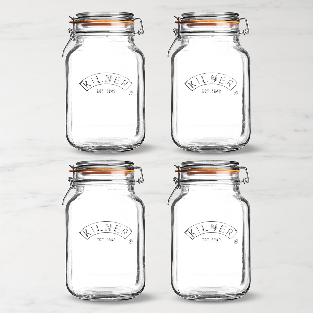Kilner Square Clip Top Jar, 51oz, Set of 4 - 51 oz, Set of 4