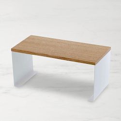 Yamazaki Home Tosca Wood Top Stackable Kitchen Rack Small, White