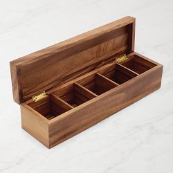 Ironwood Gourmet Townhouse Tea Box, Acacia Wood, 5-Cell