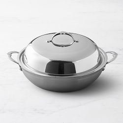 Hestan ProBond Forged Professional Clad Stainless-Steel Covered Wok with Helper Handles, 14"