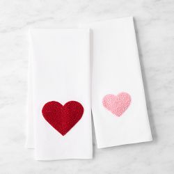 Embroidered Heart Towels, Set of 2