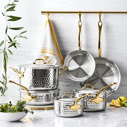 Mauviel M'Elite B Hammered Stainless-Steel Fry Pans