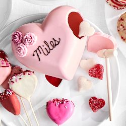 Personalized Chocolate Breakable Pink Heart with Roses