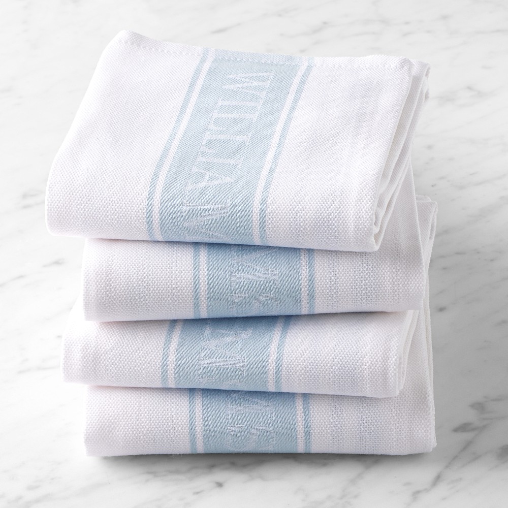 Williams Sonoma Classic Logo Towels - Set of 4, Ice Water Blue