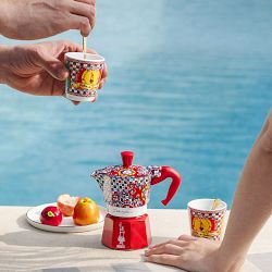 Bialetti Dolce &amp; Gabbana Espresso Cups with Gold Stirrers, Set of 2, Carretto