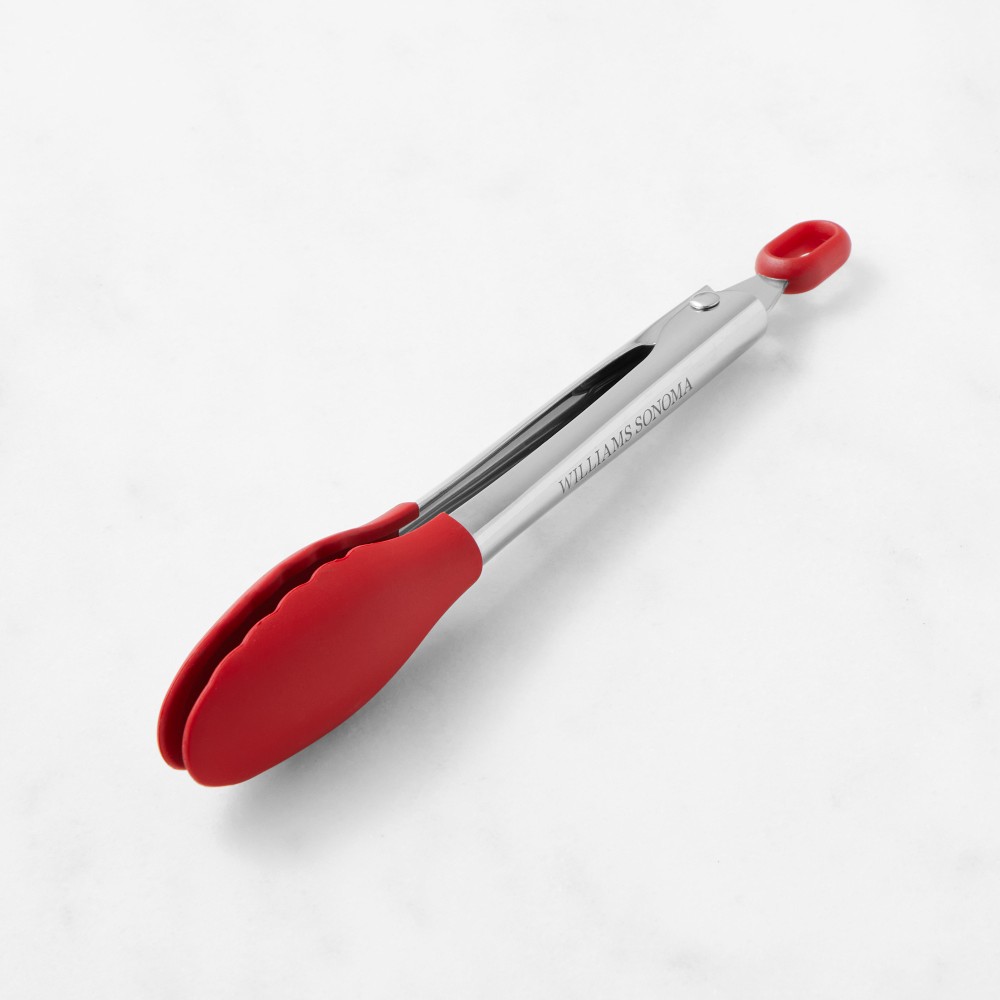 Williams Sonoma Stainless-Steel Silicone Locking Tongs - 6", Red
