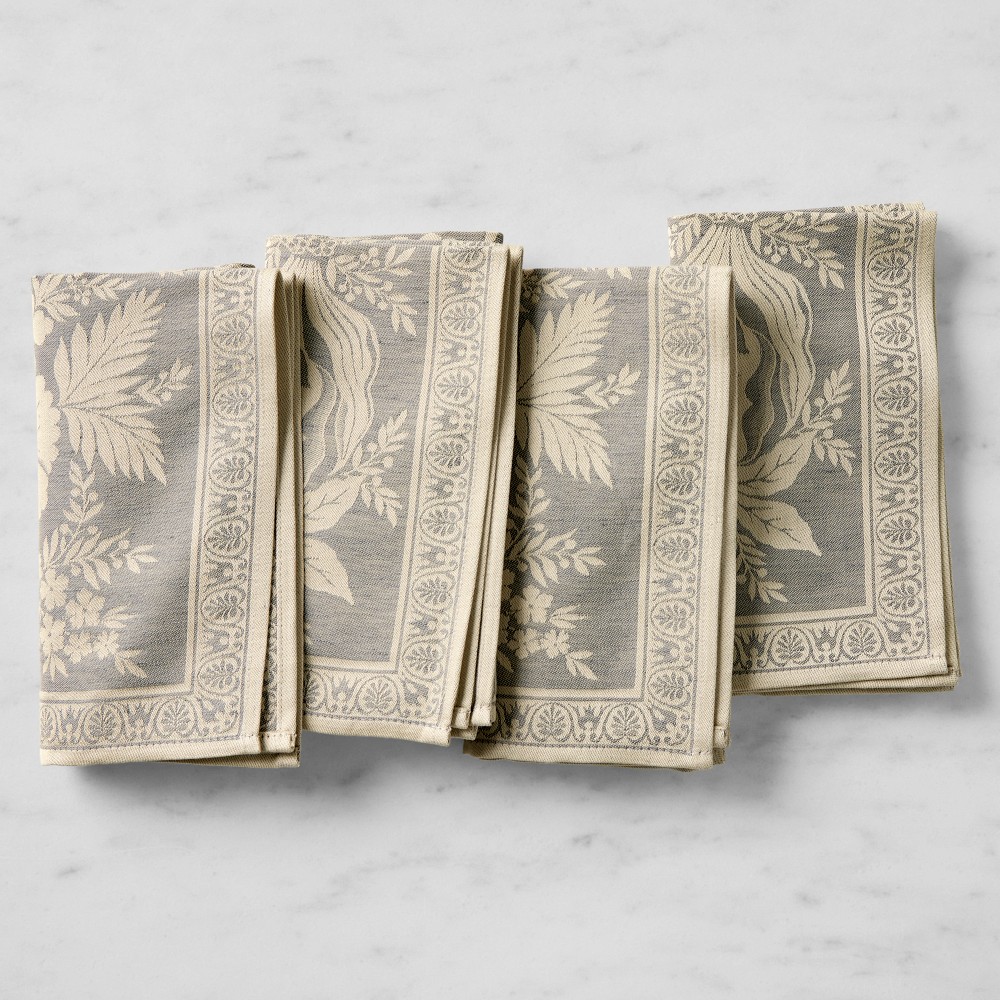 Vintage Floral Jacquard Napkins, Set of 4 - Set of 4, Grey