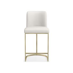 OPEN BOX: Bradley Upholstered Curved Back Counter Stool, Slub Weave, White