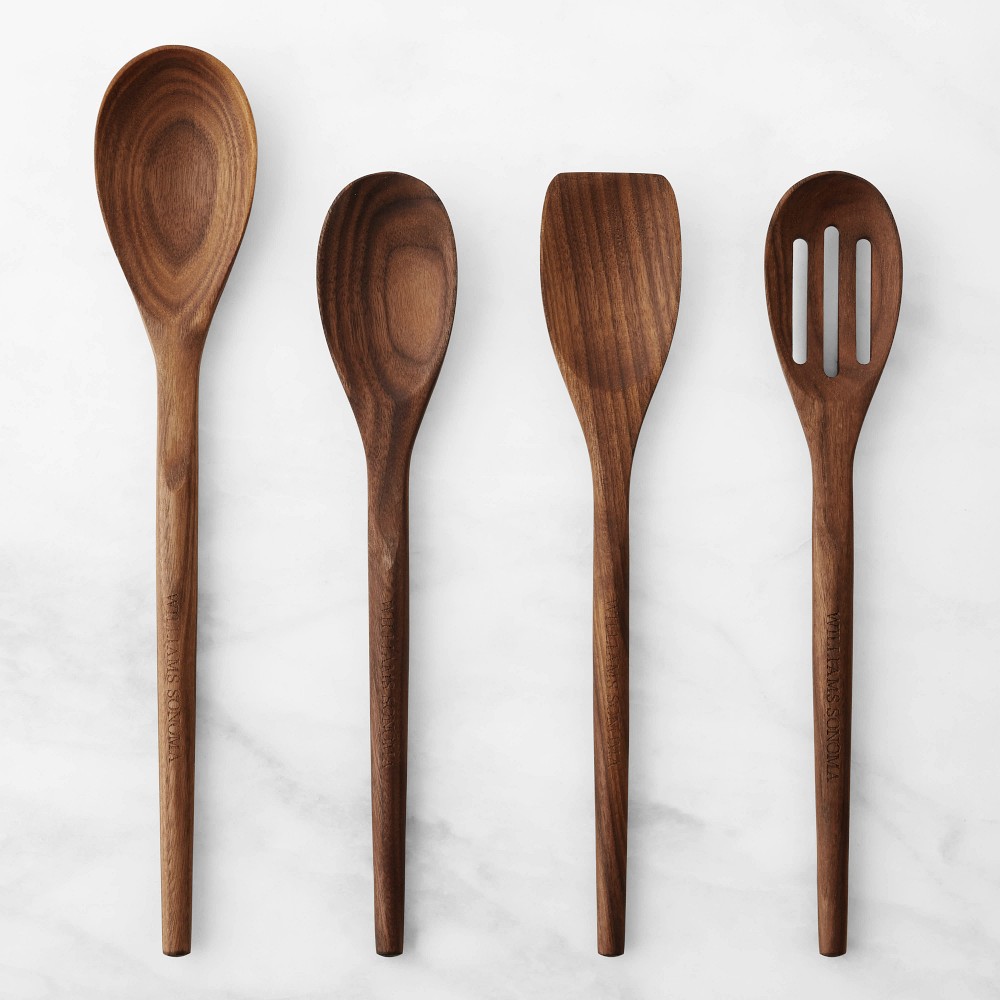Williams Sonoma Walnut Wood Spoons, Set of 4 - Walnut