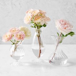 Clear Floral Glass Bud Vases, Set of 3