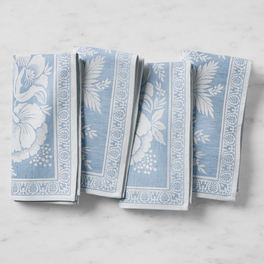 Vintage Floral Jacquard Napkins, Set of 4 - Set of 4, Blue