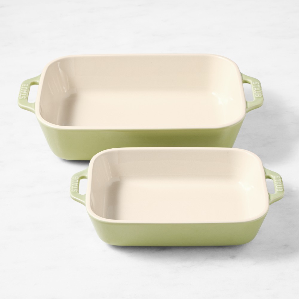 Staub Stoneware Rectangular Baking Dishes, Set of 2 - Set of 2, Green Pastel