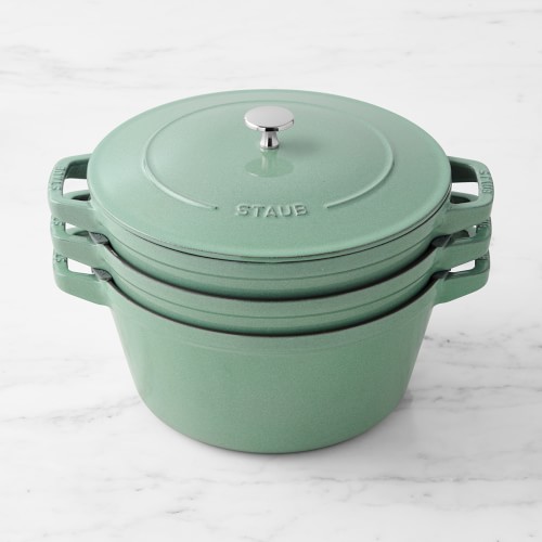 Staub Enameled Cast Iron Stackable 4-Piece Cookware Set, Sage