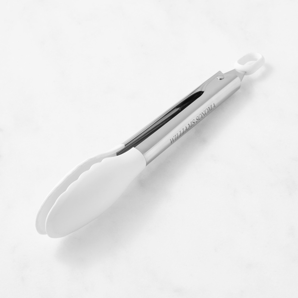 Williams Sonoma Stainless-Steel Silicone Locking Tongs - 9", White