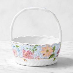 Garden Flowers Ceramic Egg Basket