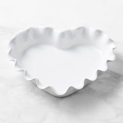 OPEN BOX:Emile Henry Ruffled Heart Pie Dish, White