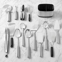 OXO Stainless-Steel Utensils with Utensil Holder, Set of 15