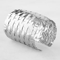 Basketweave Metal Napkin Rings, Set of 4