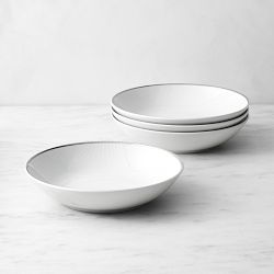 Pillivuyt Eventail Platinum Porcelain Soup Bowls, Set of 4