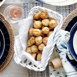 Low Ceramic Woven Bread Basket