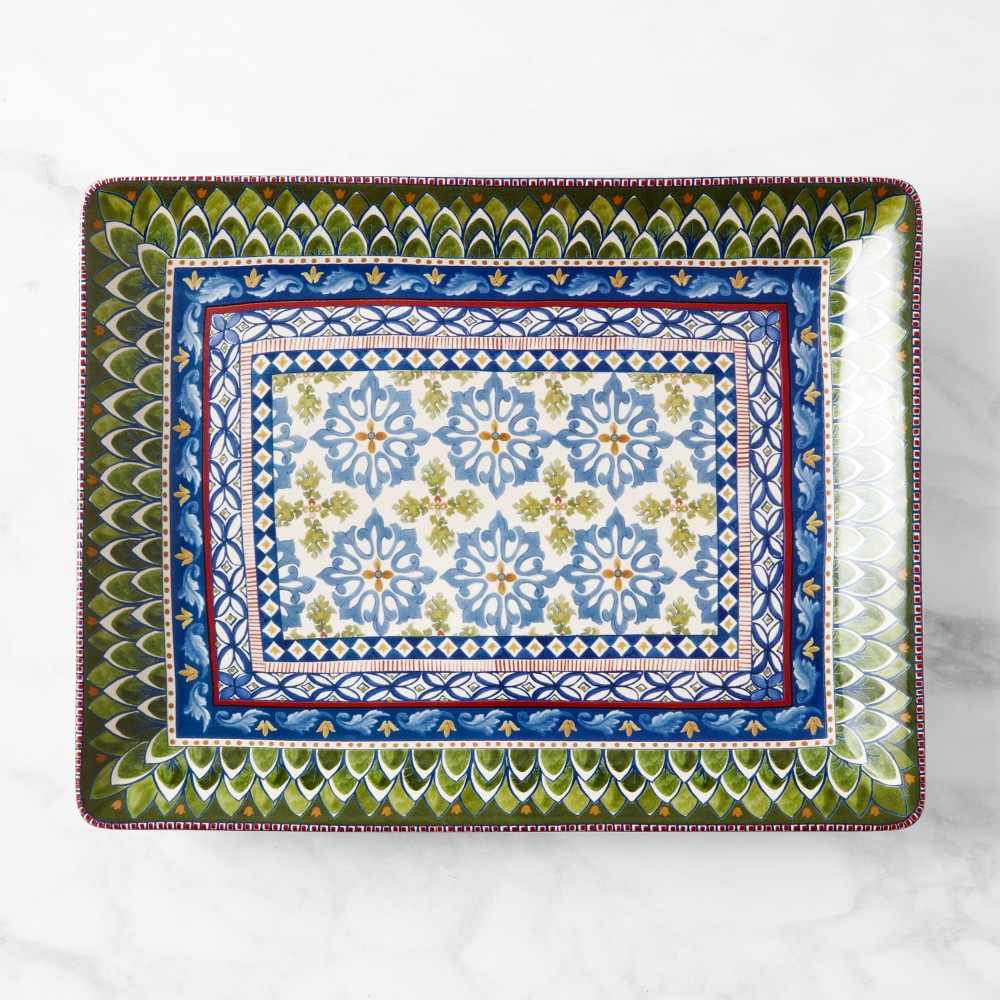 Sicily Ceramic Large Rectangular Platter - Blue & Green