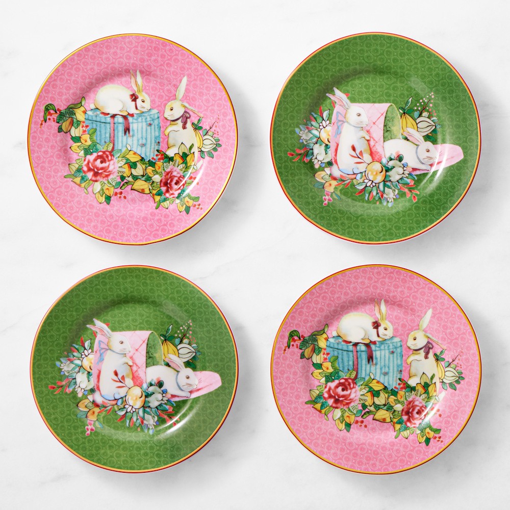 Famille Rose Bunny Appetitzer Plates - Set of 4