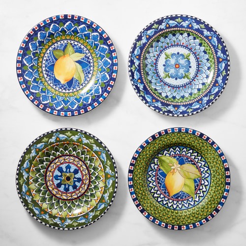 Sicily Ceramic Salad Plates, Set of 4, Mixed Green