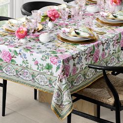 Canton Rose Floral Tablecloth, 70"x108"
