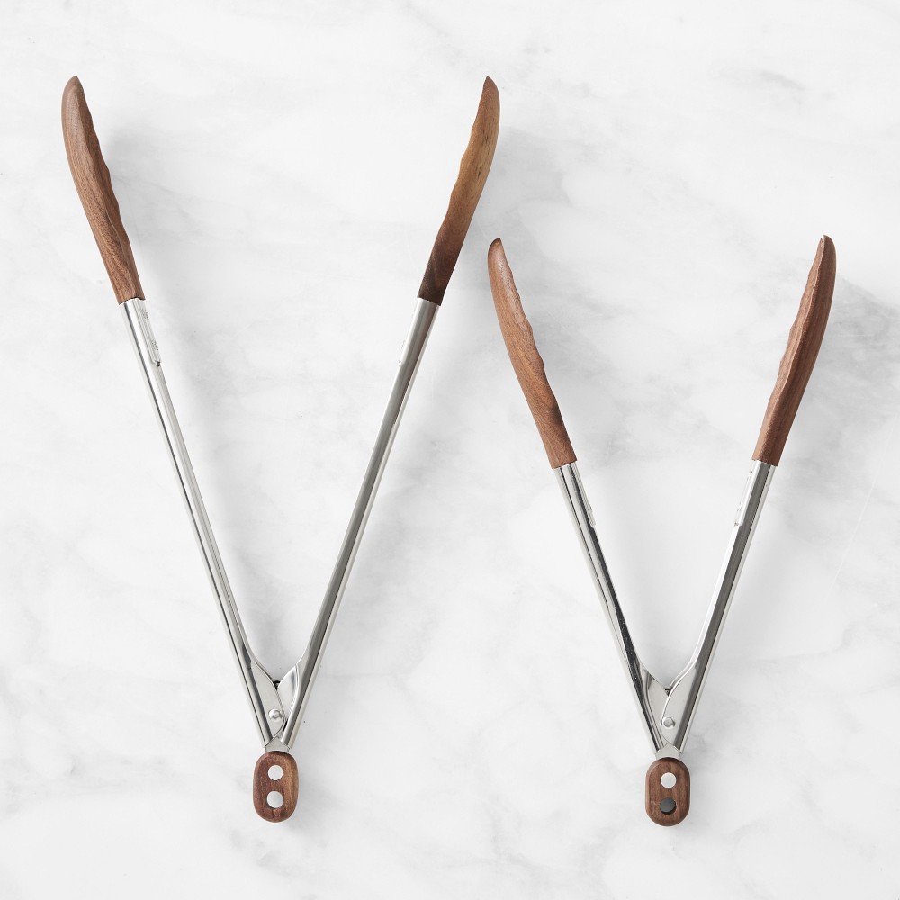 Williams Sonoma Walnut Locking Tongs - Set of 2