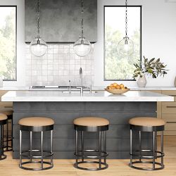 Sydney Upholstered Backless Bar Stool, Taupe