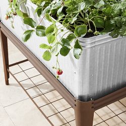 Vintage Galvanized Raised Planter with Rust Stand, 3.3' x 3.1'