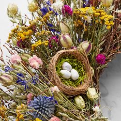 Spring Floral Nest Live Wreath, 22"