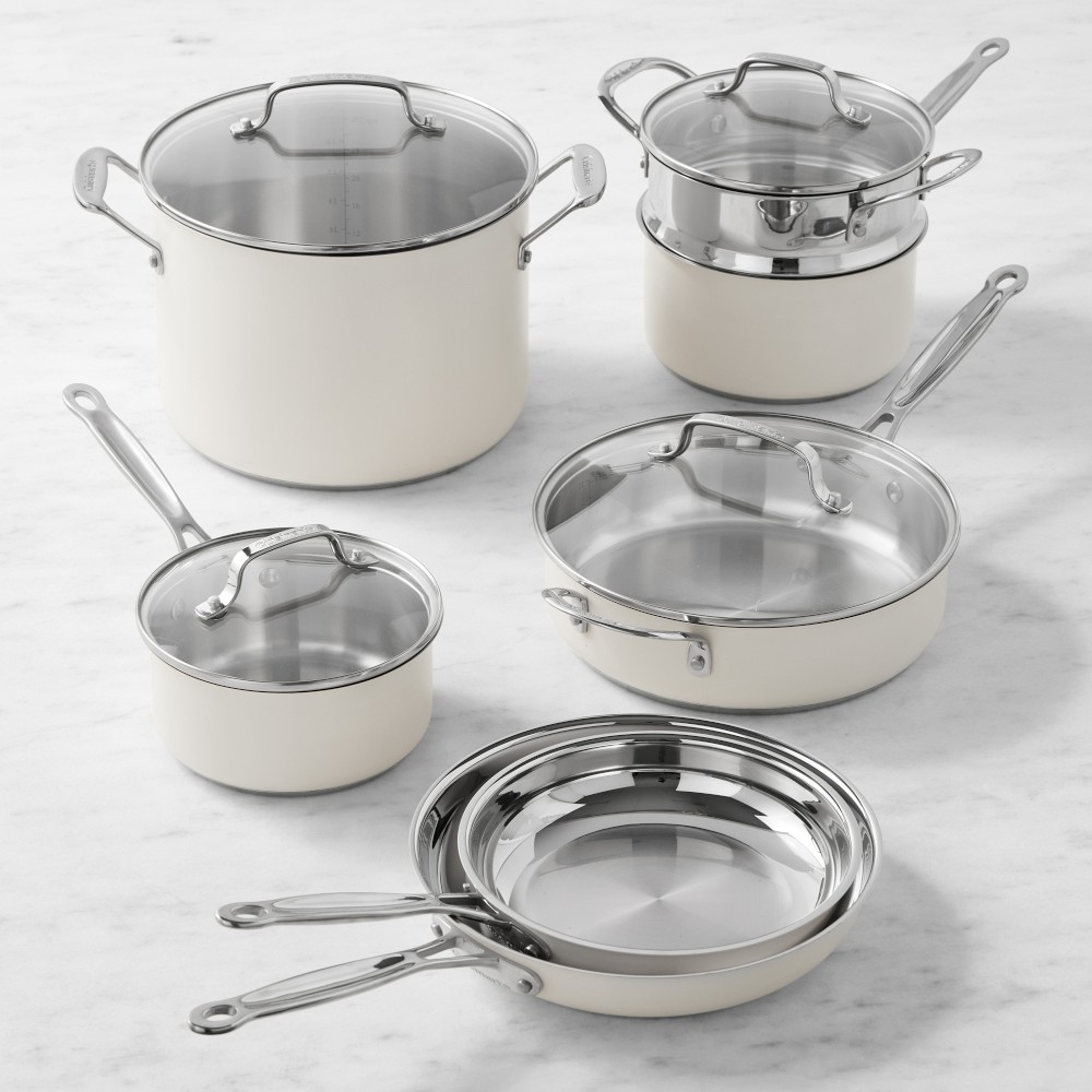 Cuisinart Chef's Classic Stainless Steel Color 11-Piece Cookware Set - Vanilla Creme
