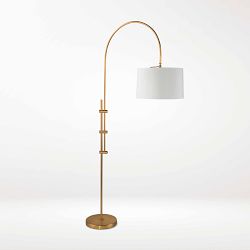 Arc Floor Lamp With Fabric Shade, Natural Brass