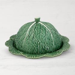Bordallo Pinheiro Cabbage Cheese Tray with Lid, Green