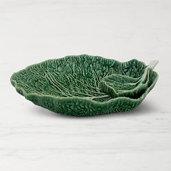Bordallo Pinheiro Cabbage Chip & Dip Bowl, 13", Green