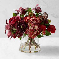 Faux Burgundy Hydrangea Rananculus Floral Arrangement