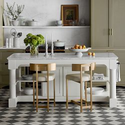 Barrelson Kitchen Island with Marble Top, Polished Nickel (84")