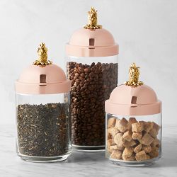 Ruffoni Glass Canisters with Pineapple Knob Set of 3