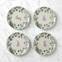 Garden Lattice Bunny Appetizer Plates, Set of 4