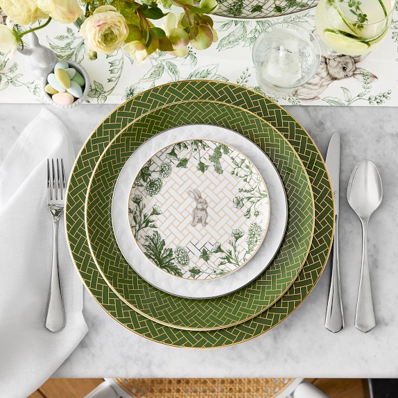 Garden Lattice Bunny Appetizer Plates, Set of 4