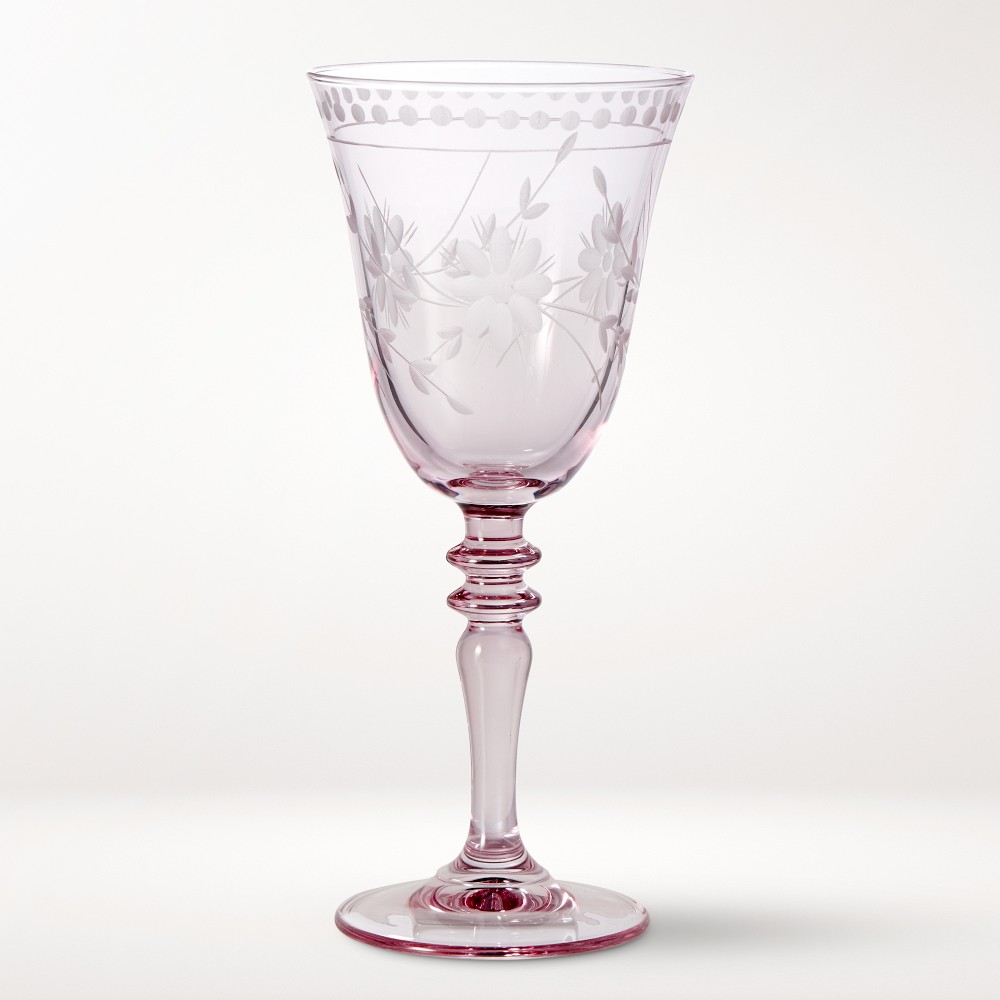 Vintage Etched Wine Glasses